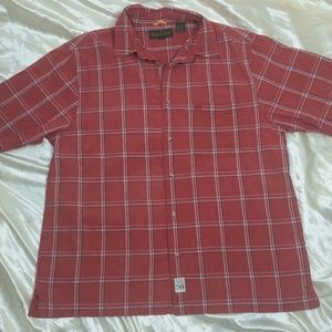 Vtg Timberland mens SS plaid shirt  L 100% cotton